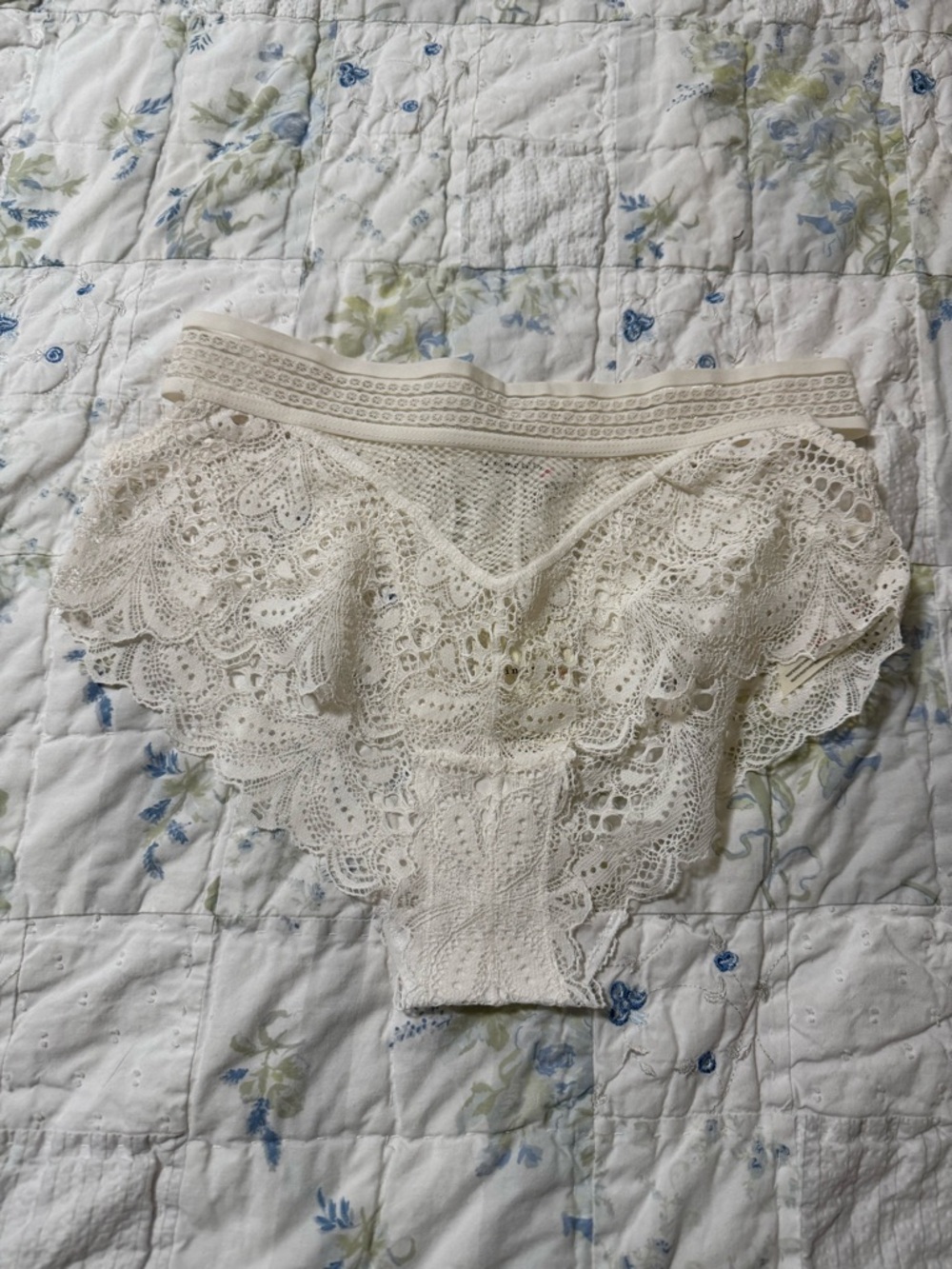 Free People Lace High-Waist Briefs in Ivory - Women Intimates